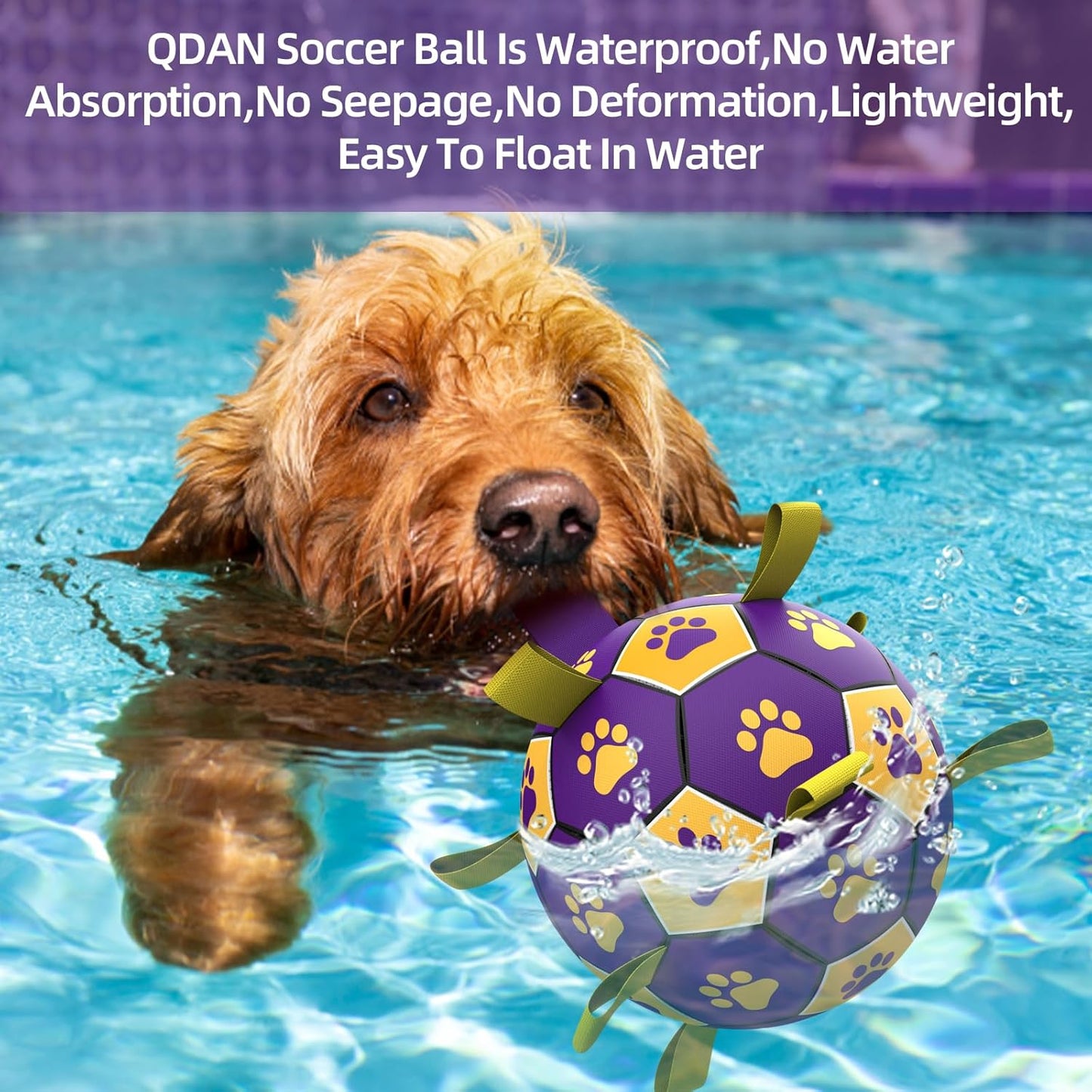QDAN Dog Ropes Toys, Soccer Ball with Straps, Dogs Water Toy, Durable Dog Balls for Small Medium Breed(6 Inch)