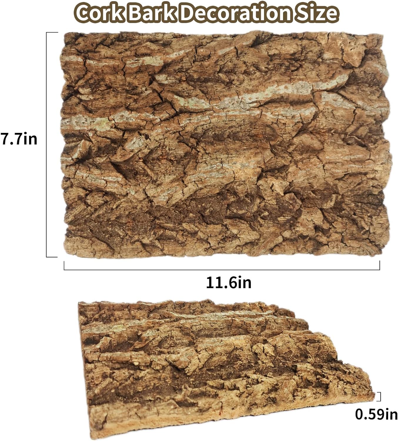Fhiny 2 PCS Cork Bark Background, 11.6" x 7.7" Natural Cork Bark for Reptiles Tank Backdrop Reptile Climbing Wall Terrarium Decor Accessories for Turtle Beared Dragon Chameleon Snake