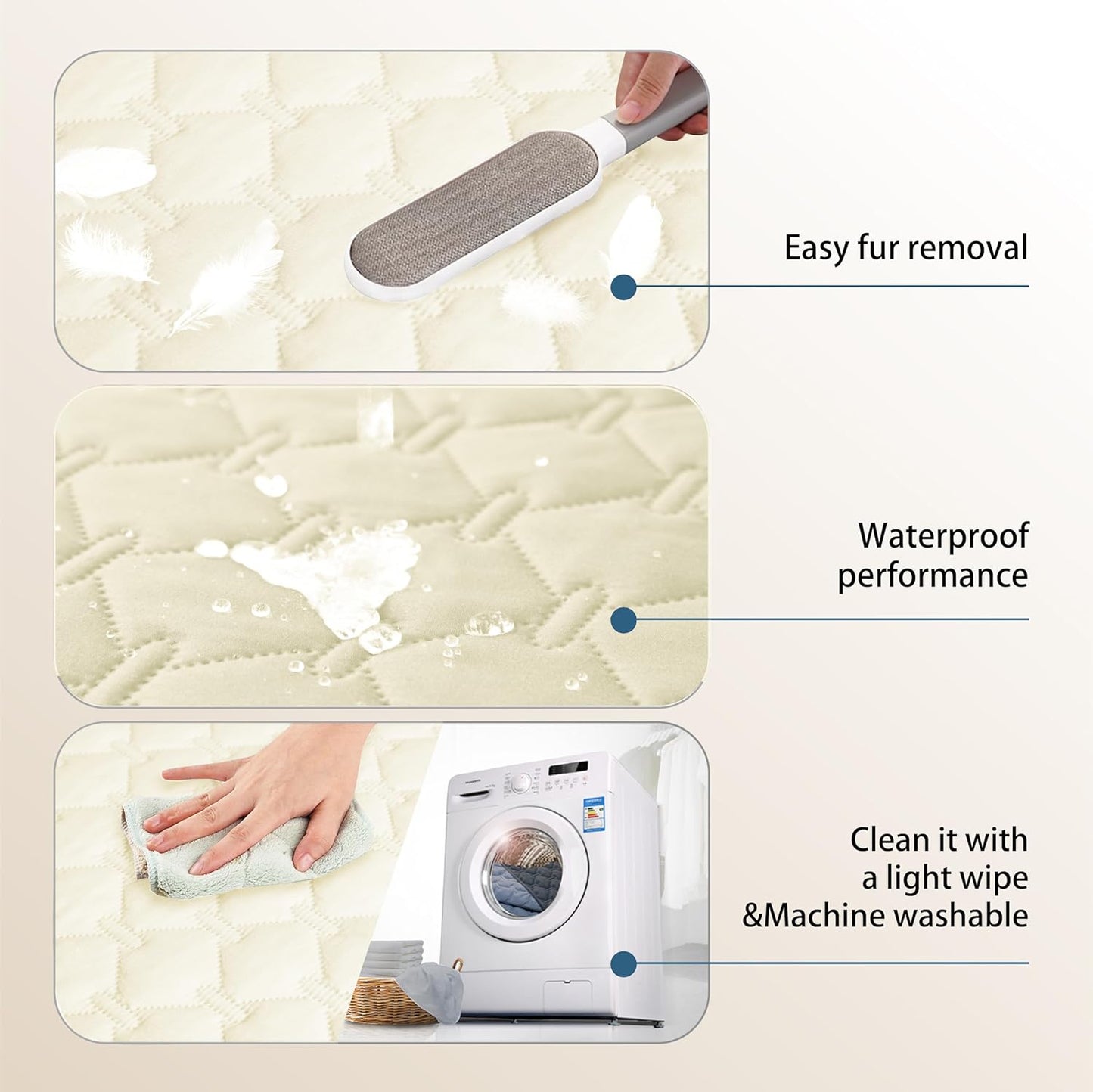 gogobunny 100% Double-Sided Waterproof Dog Bed Cover Pet Blanket Sofa Couch Furniture Protector for Puppy Large Dog Cat, Reversible (82x120 Inch (Pack of 1), Dark Cream/Light Cream)