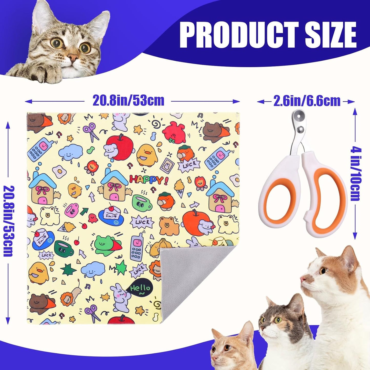 XANGNIER Cat Grooming Wrap with Cat Nail Clippers -Self-Adhesive Cat Swaddle for Nail Clipping, Anti-Scratch & Anti-Escape Cat Restraint for Calm, Safe & Easy Nail Trimming