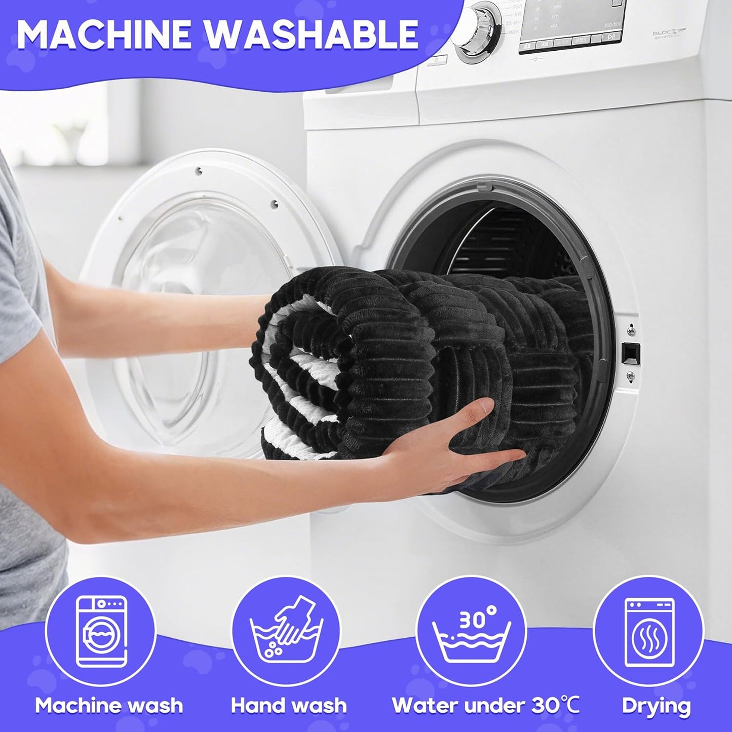 Dog Car Bed Mat, Non-Slip Backseat Extender Pet Blanket, Plaid Dog Bed for SUVs, Sedans & Trucks, Chew-Resistant Travel Pad for Dogs, Easy Clean & Scratch-Proof & Comfort (50"x24.6") Black