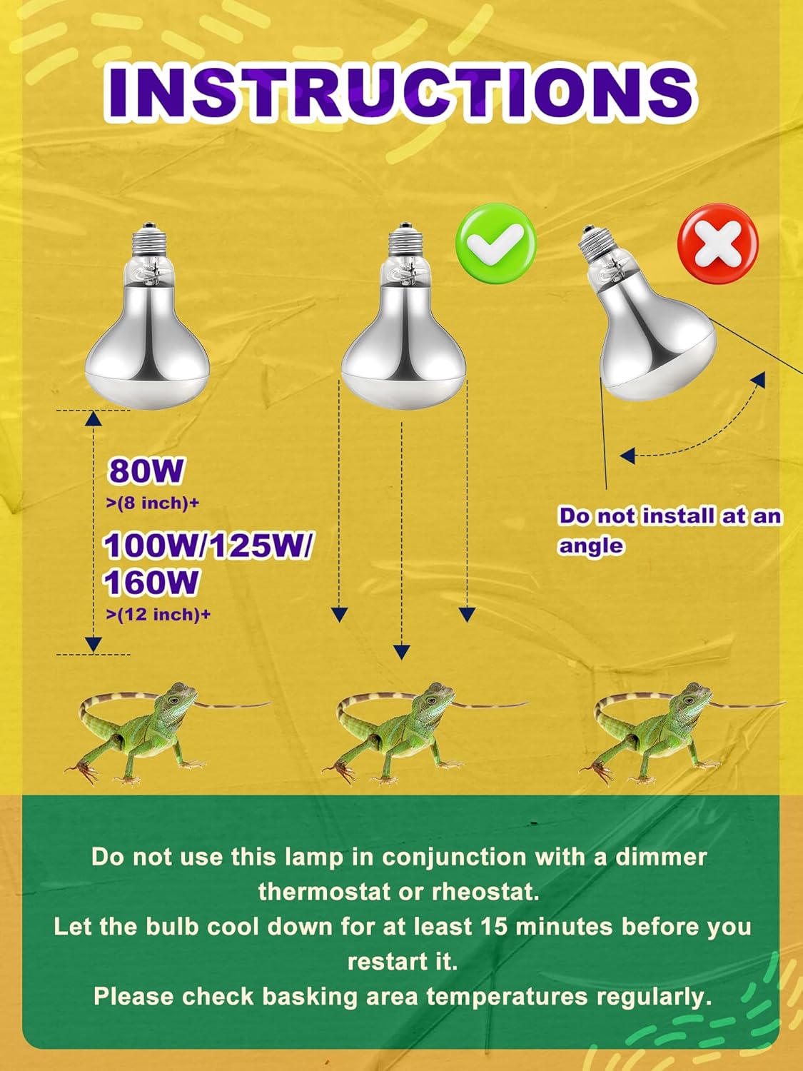 Heat Lamp Bulb, 125 Watt Pack of 2 Full Spectrum UVA UVB Reptile Heat Bulb, Basking Spot Light, Simulate Natural Sun Light for Reptile and Amphibian, Pack of 2