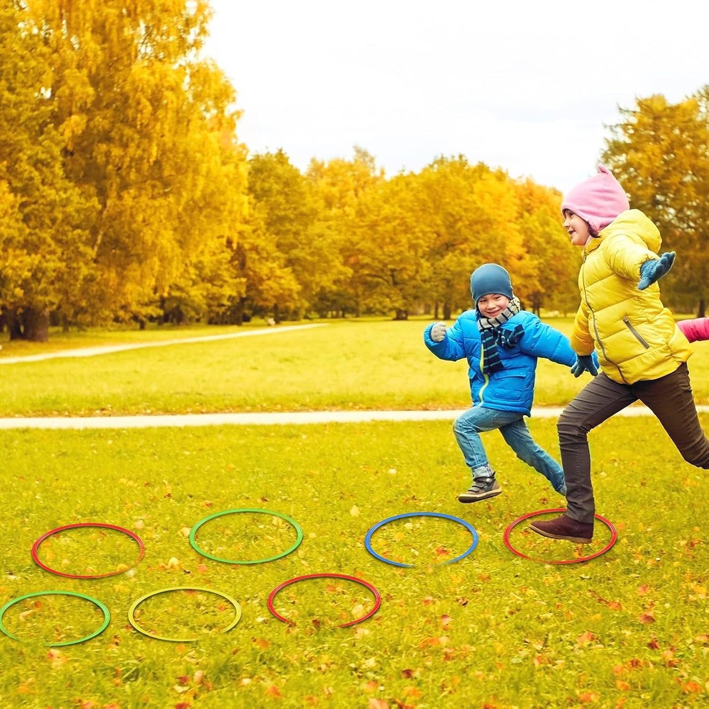 Libima Obstacle Course Ring Set Exercise Hoop Large Hoop Plastic Toys Playground Toys for Gymnastics Practice Party Games Educational Activities Holiday Decor, 5 Colors(12 Pcs,15.8 Inch)