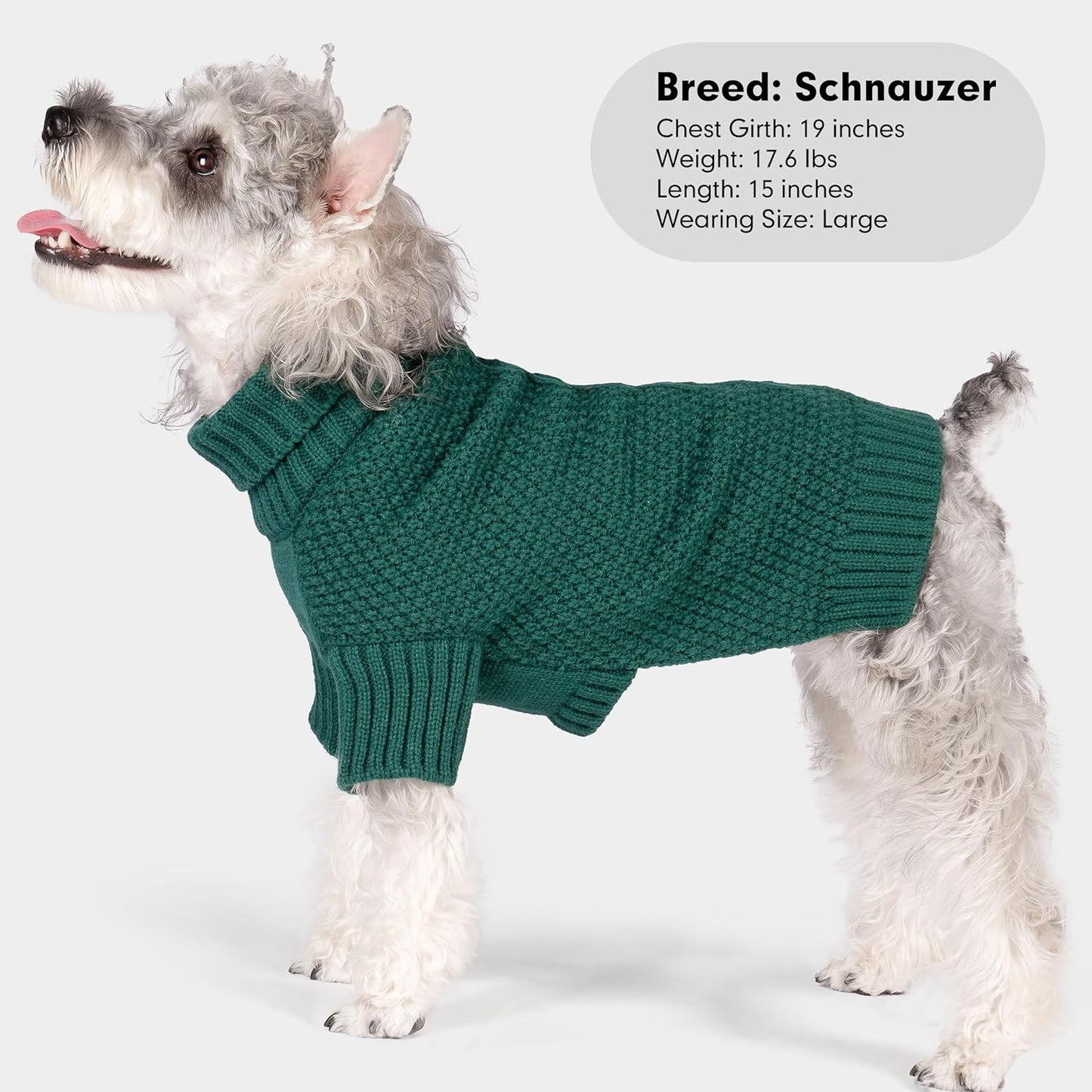 cyeollo Dog Sweater Pullover Turtleneck for Dogs, Classic Knitwear Fall Winter Cold Weather Dog Clothes Warm Pet Apparel Small Medium Large Dog Sweaters, Green M