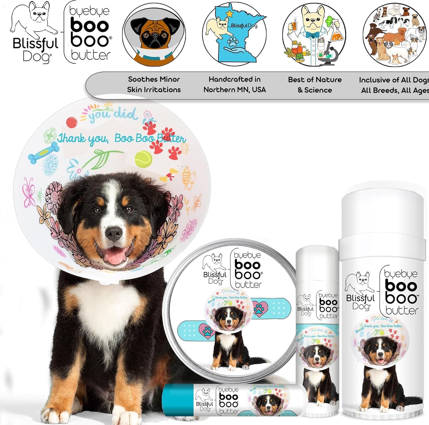 The Blissful Dog 2 oz TIN Bernese Mountain Dog Booboo Butter