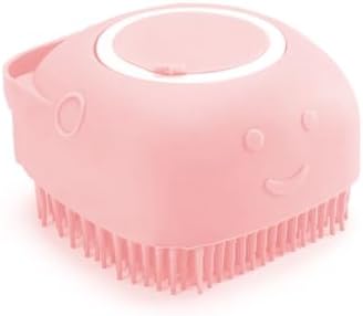 Dog Bath Brush with Shampoo Dispenser – Soft Silicone Pink Pet Scrubber by Unknown