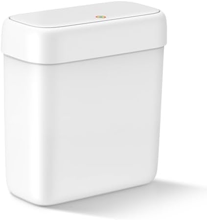 Small Bathroom Trash Can with Lid, 2.6 Gallon Garbage Can with Pop-Up Lid by MOPALL