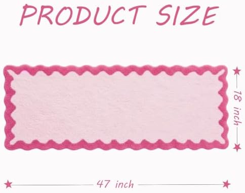 Cute Magenta‌ Pink Scalloped Bathroom Runner Rug, Fun Plush Luxury Microfiber - Image 3