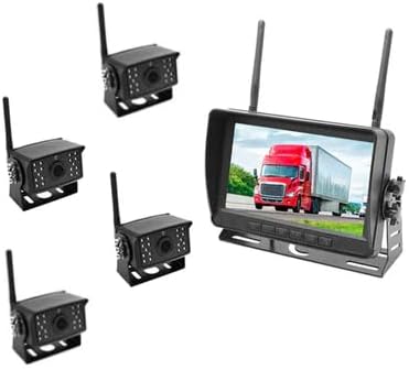 FalconEye Electronics 2nd Generation 200-300Ft Wireless Range Backup Camera for Trucks, Fleets. HD, 7inch LCD (4 Cam System)