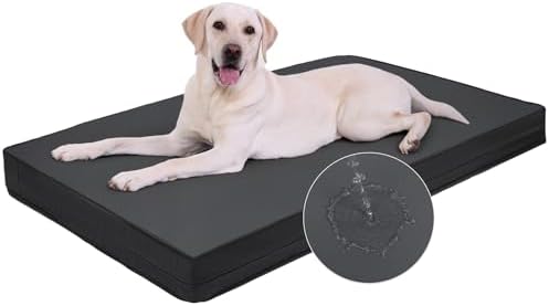 XXXL Dog Bed Waterproof Outdoor Washable Leather Large Crate pad 54" Black by Loveforfurrykids