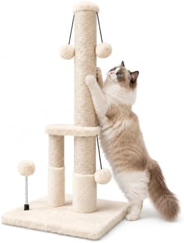 Dimaka Tall Cat Scratching Post, Double Lower Posts Extra Stable Cat Post Tree by DIMAKA