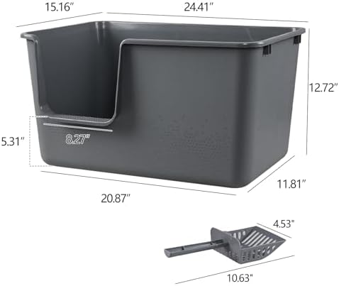 Wekioger 2-Pack Plastic High Sides Open Top Cat Litter Box - Image 5
