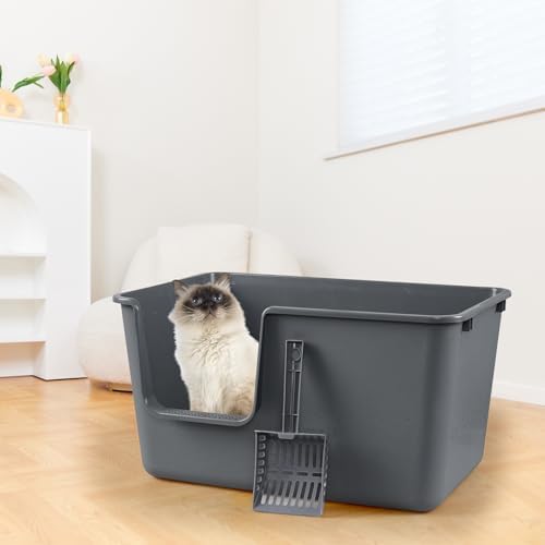 Wekioger 2-Pack Plastic High Sides Open Top Cat Litter Box - Image 3