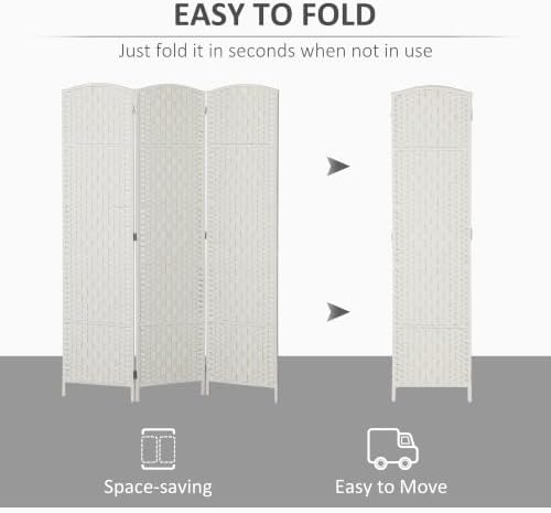 HOMCOM Room Divider 3-Panel, 6FT-Tall Folding Privacy Screen - Image 3