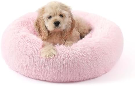 NOYAL Donut Dog Bed for Small Medium Pets, Plush Calming Faux Fur by Noyal