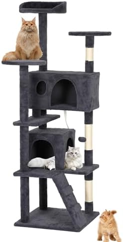 BestPet | 62" Cat Tree Tower | Dark Gray | Sturdy Multi-Level Cat Tree - Image 2
