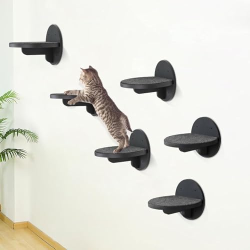 Cat Wall Shelves Furniture Set of 6, Wooden Cat Steps for - Image 3