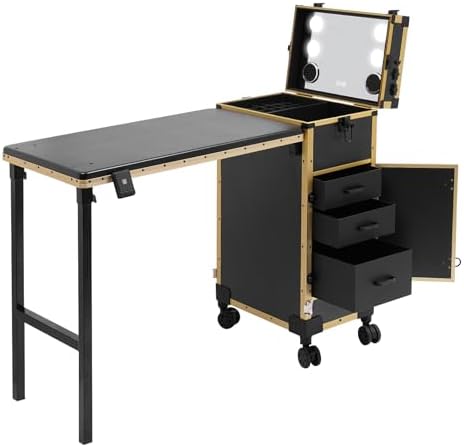 Professional Cosmetic Trolley Storage Organizer, Foldable Nail Tables Travel by Unknown