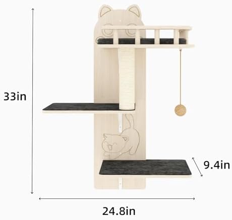 Cat Wall Shelves, 3 Platform Kitten Wall Furniture, DIY - Image 6