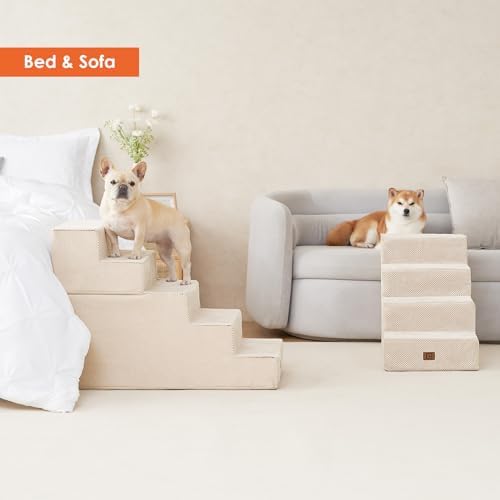 EHEYCIGA Dog Stairs for High Bed 25" H, Extra Wide Dog 5-Step - Image 7