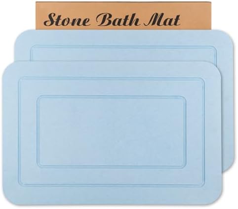 2 Pack Diatomaceous Earth Bath Mat, Stone Shower Mat, Non-Slip Super Absorbent by HUMIGAHOME