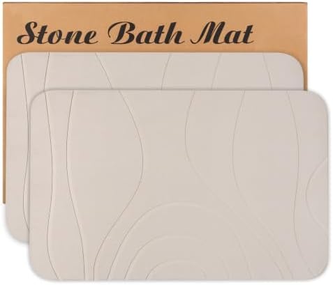 Extra Large Stone Bath Mat, 2 Pack Diatomaceous Earth Shower Mat, Non-Slip by HUMIGAHOME