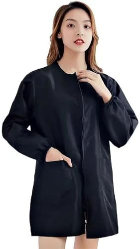 Polyester Barber Smock Short/Long Sleeve Easy Zippered Antihair Hairdressing - Image 7