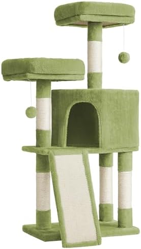 Feandrea Cat Tree, 45.3-Inch Cute Cat Tower, Plush Climbing Condo - Image 7