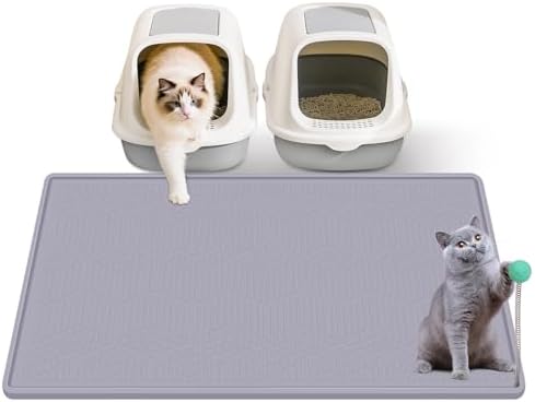 Silicone Cat Litter Mat with Toy, 38x25 Inch Large by Unknown