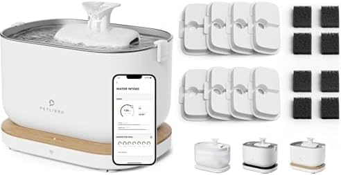 Bundle of PETLIBRO App Cat Water Fountain, 2.5L/84oz Dockstream Pet Fountain for Cats Inside with 2.4GHz Wi-Fi + PETLIBRO 8 Pack Replacement Filters for Dockstream Cat Water Fountain