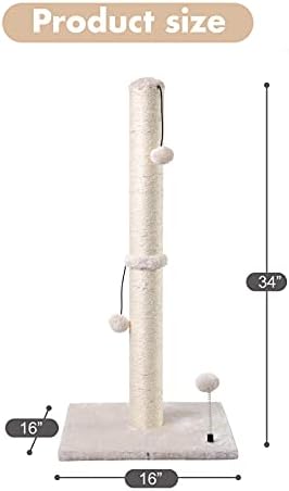 MECOOL 34” Tall Cat Scratching Post Premium Basics Kitten Scratcher Sisal - Image 4