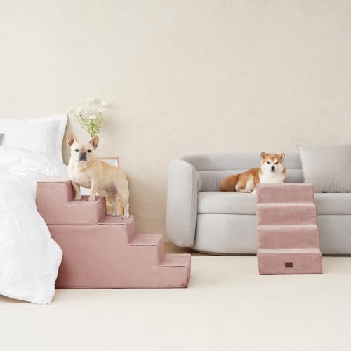 EHEYCIGA Dog Stairs for Bed 20" H, 4-Step Extra Wide Dog Steps - Image 5