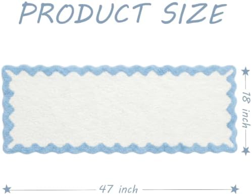 Coastal Decor Cute Blue Scalloped Bathroom Mat, Fun Plush Luxury Microfiber - Image 2