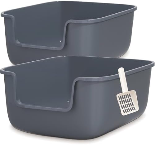 Vealind Large Cat Litter Box High Sides Side Low Entry Litter Box by Vealind