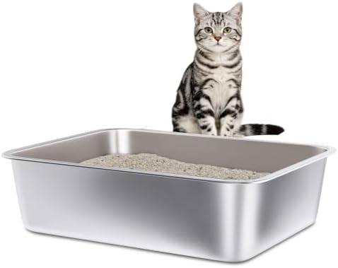Small Stainless Steel Litter Box, Metal Litter Box by Futam