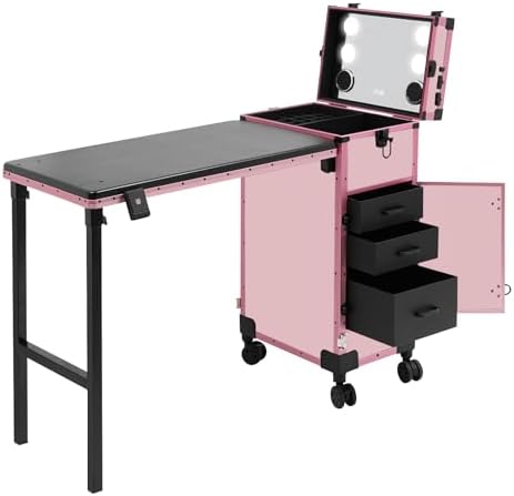 Professional Cosmetic Trolley Storage Organizer, Foldable Nail Tables Travel by Unknown