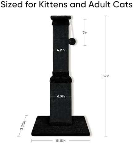 Cat Scratching Post for Indoor Cats, 32Inch Sisal Cat Scratcher - Image 3