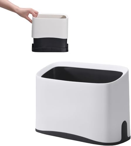 White Cat Litter Scoop Holder, Mini Trash Can by QPOIBSD