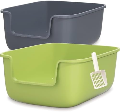 Vealind Large Cat Litter Box High Sides Side Low Entry Litter Box by Vealind