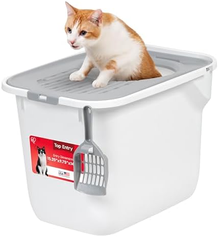 IRIS USA Large Top Entry Cat Litter Box, Hooded Privacy by IRISUSA