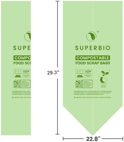 SUPERBIO 13 Gallon Flat Top Compostable Food Waste Bags, 2 Pack - Image 7