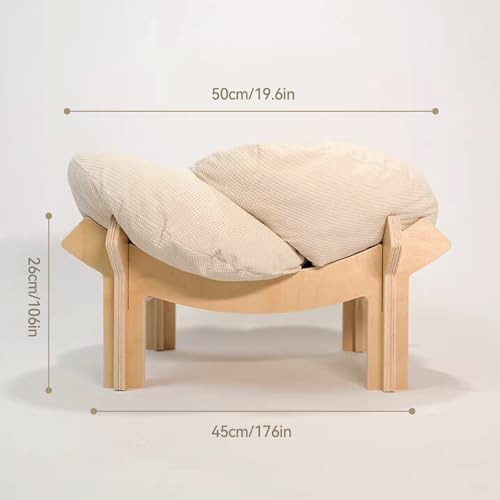 PACHIRA Elevated Cat Bed Wooden, Cat Couch Fluffy, Cat Sofa Flower - Image 5