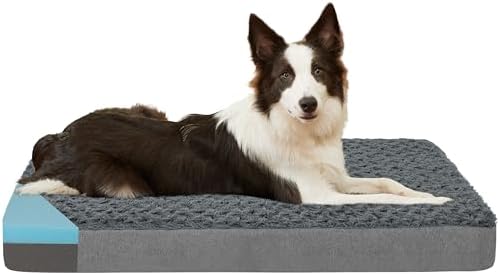 Orthopedic Memory Foam Bed for Large Dogs, Waterproof Cooling Pet Mats for Crate by ABETTERLIFEWITHPET