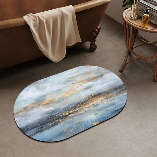 Gold-and-Blue-Sky Super Absorbent Quick-Drying Bathroom Mat Rug, Rubber - Image 2