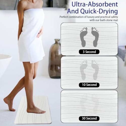 Fast Drying Stone Bath Mats for Bathroom, Non-Slip Diatomaceous Earth Bath Mat - Image 3
