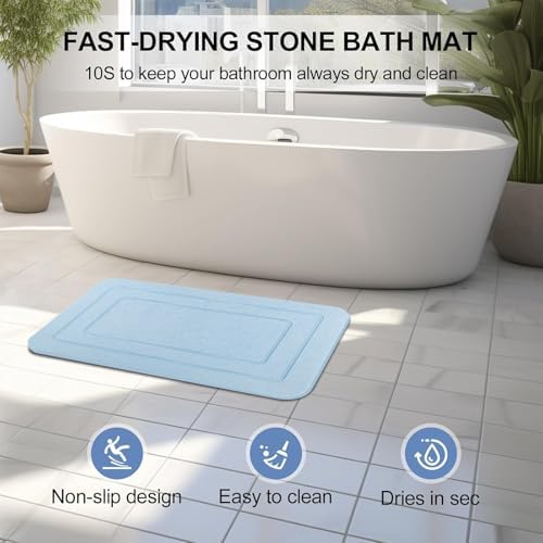 2 Pack Diatomaceous Earth Bath Mat, Stone Shower Mat, Non-Slip Super Absorbent - Image 3