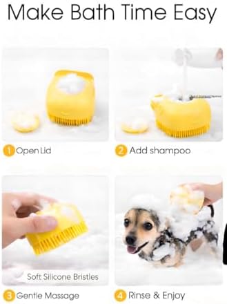 Pet Bath Brush with Shampoo Dispenser, Random Color Sent - Image 4