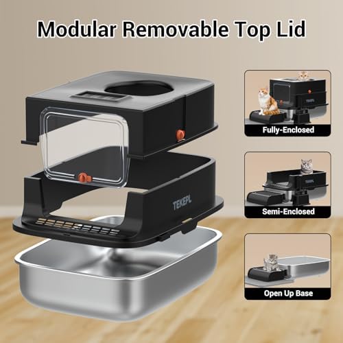 Large Cat Litter Box Front Entry Top Exit Kitty Litter Box Black - Image 6