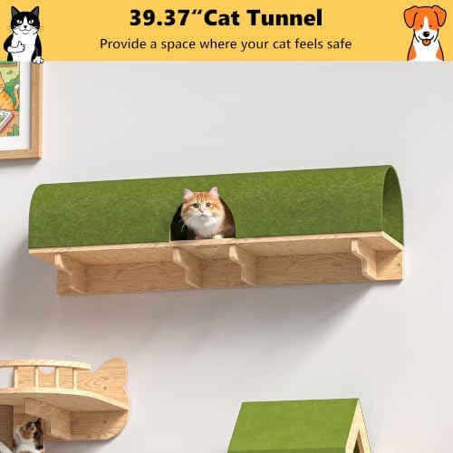 OFIKA Cat Wall Shelves, 16-Piece Solid Pine Cat Wall Furniture Set - Image 6