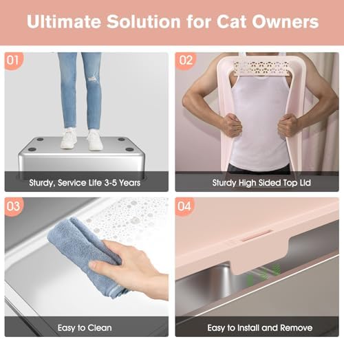 2PACK Stainless Steel Cat Litter Box - Image 5